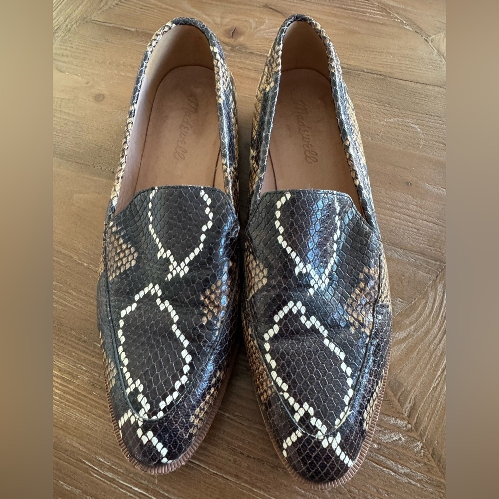 Madewell The Frances Loafer in Snake Animal Print Embossed Leather Shoes Size 7